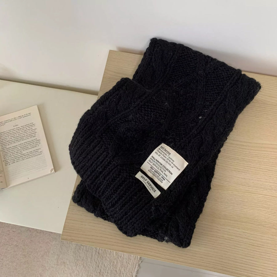 Chunky Cable Knit Scarf Black / One Size Apparel and Accessories
