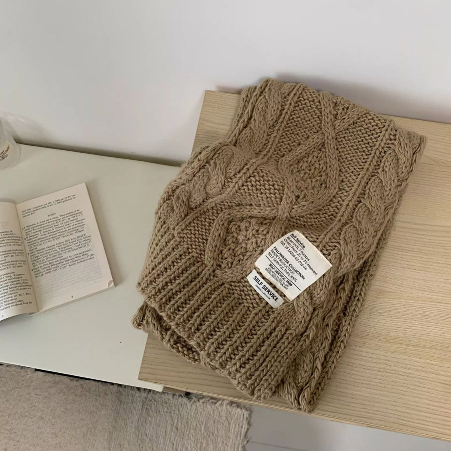 Chunky Cable Knit Scarf Camel / One Size Apparel and Accessories
