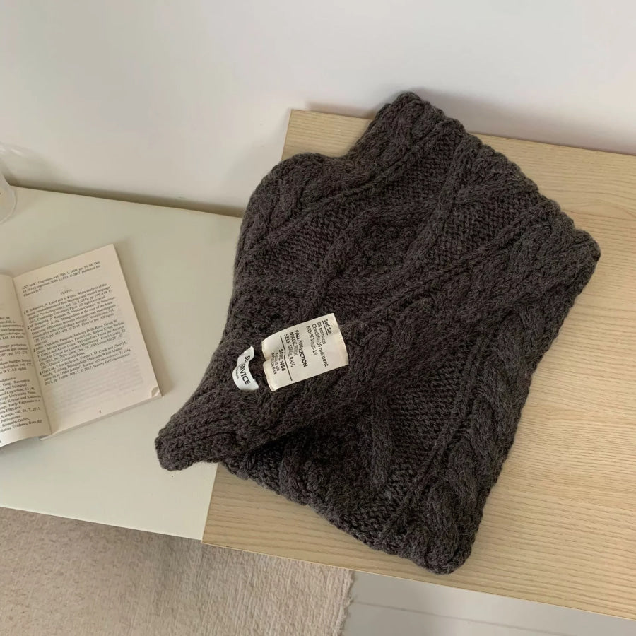 Chunky Cable Knit Scarf Chocolate / One Size Apparel and Accessories