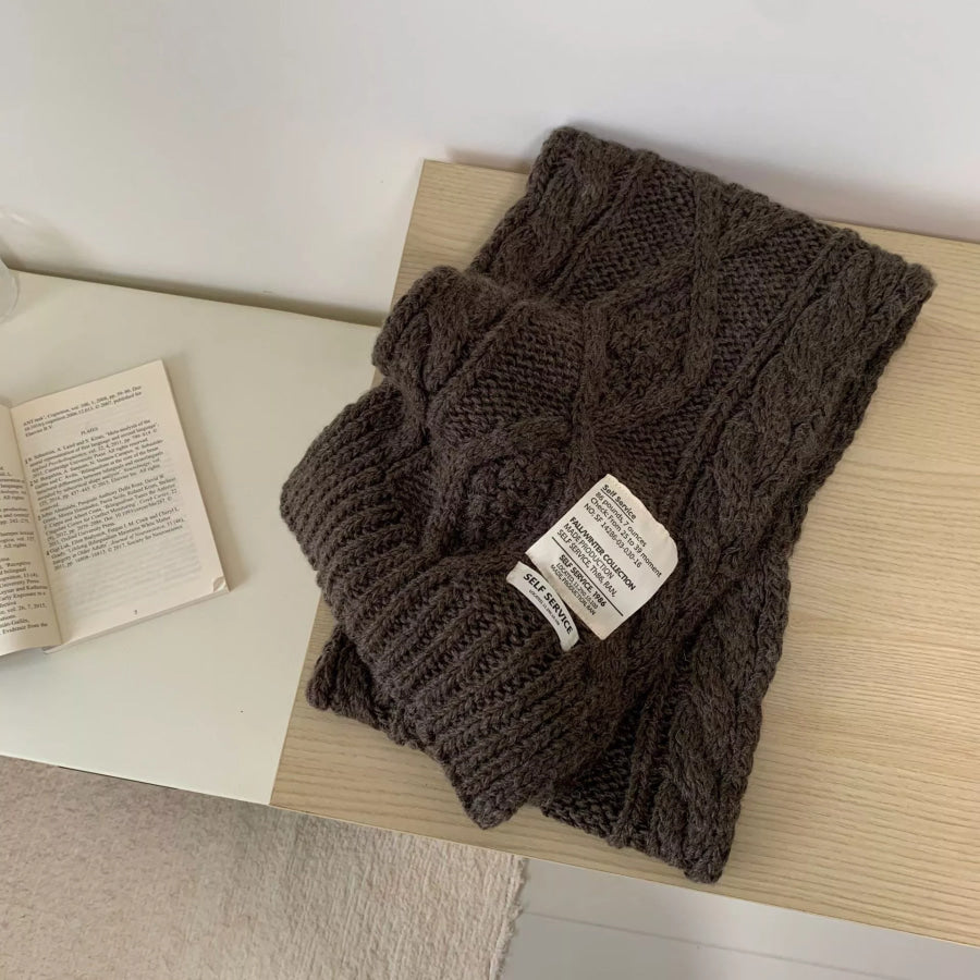Chunky Cable Knit Scarf Coffee Brown / One Size Apparel and Accessories