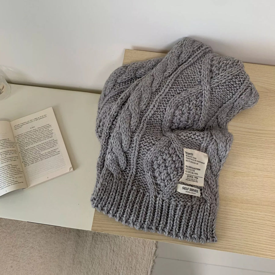 Chunky Cable Knit Scarf Gray / One Size Apparel and Accessories