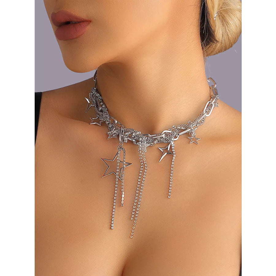 Chunky Chain Star Tassel Necklace Silver / onesize Apparel and Accessories