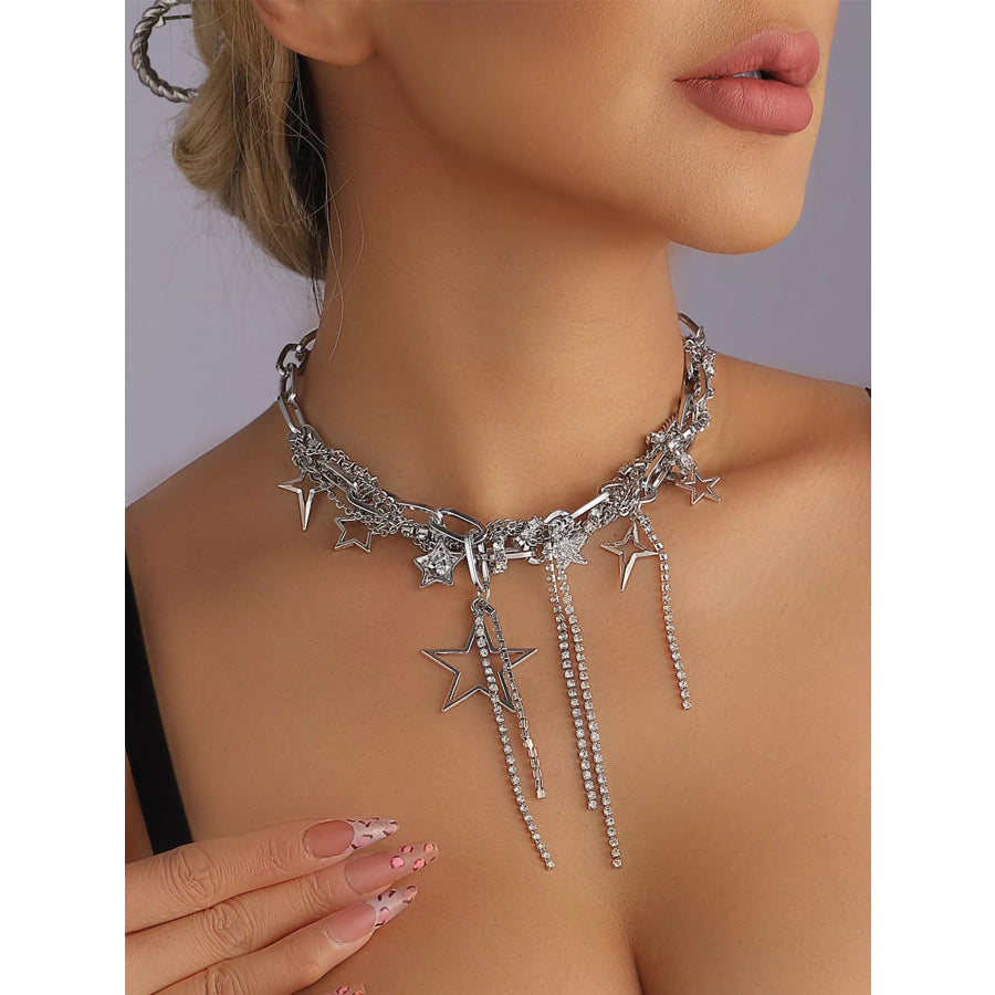 Chunky Chain Star Tassel Necklace Silver / onesize Apparel and Accessories