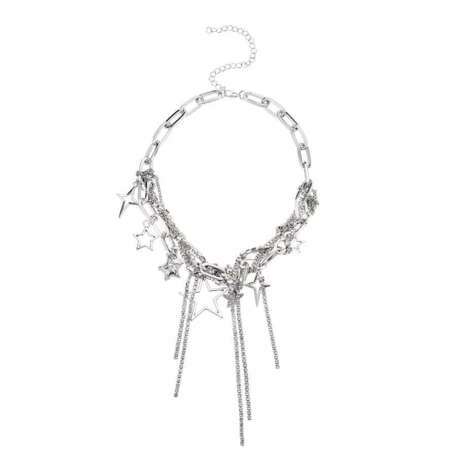 Chunky Chain Star Tassel Necklace Silver / onesize Apparel and Accessories