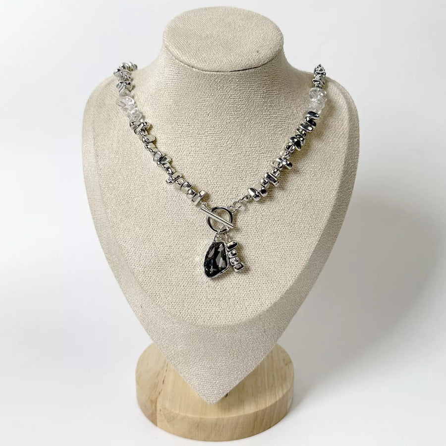 Chunky Gemstone Pendant Necklace Black / onesize Apparel and Accessories