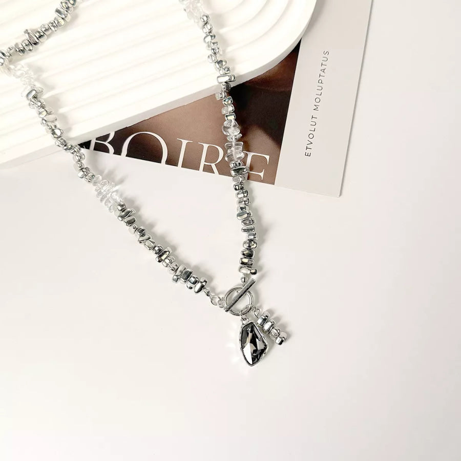 Chunky Gemstone Pendant Necklace Black / onesize Apparel and Accessories