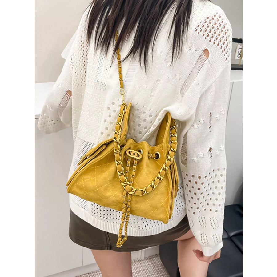 Chunky Gold Chain Strap Crossbody Bag Yellow / onesize Apparel and Accessories