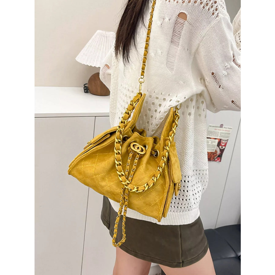 Chunky Gold Chain Strap Crossbody Bag Yellow / onesize Apparel and Accessories