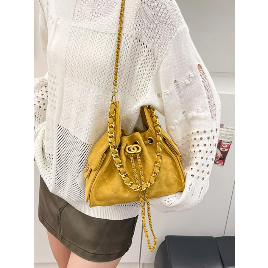 Chunky Gold Chain Strap Crossbody Bag Yellow / onesize Apparel and Accessories
