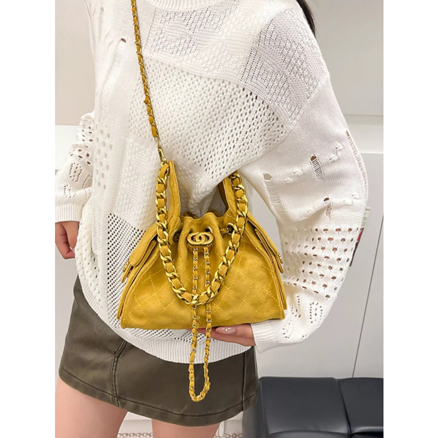 Chunky Gold Chain Strap Crossbody Bag Yellow / onesize Apparel and Accessories