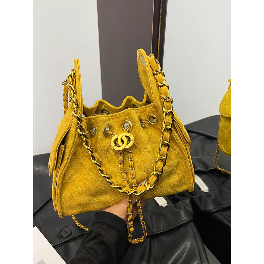 Chunky Gold Chain Strap Crossbody Bag Yellow / onesize Apparel and Accessories