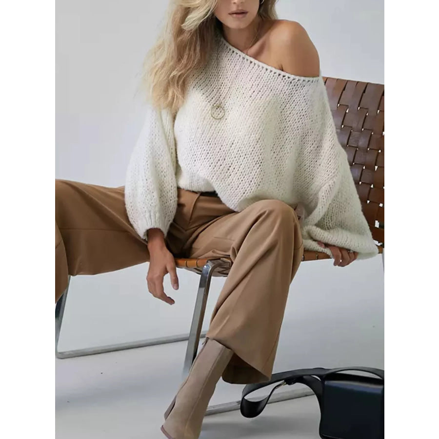 Chunky Knit Boat Neck Sweater Apparel and Accessories