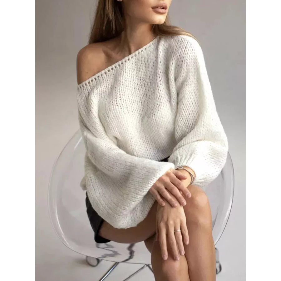 Chunky Knit Boat Neck Sweater Apparel and Accessories