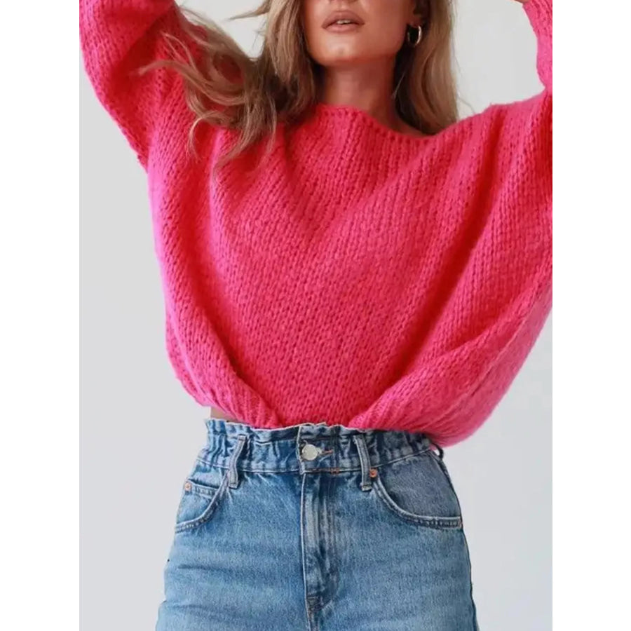 Chunky Knit Boat Neck Sweater Apparel and Accessories