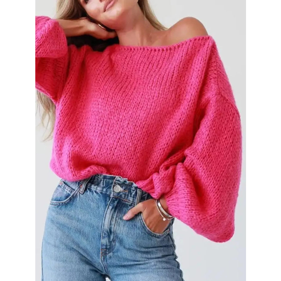 Chunky Knit Boat Neck Sweater Apparel and Accessories