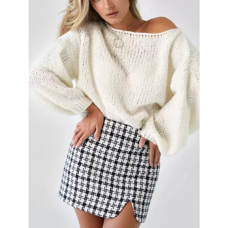 Chunky Knit Boat Neck Sweater Cream / One Size Apparel and Accessories
