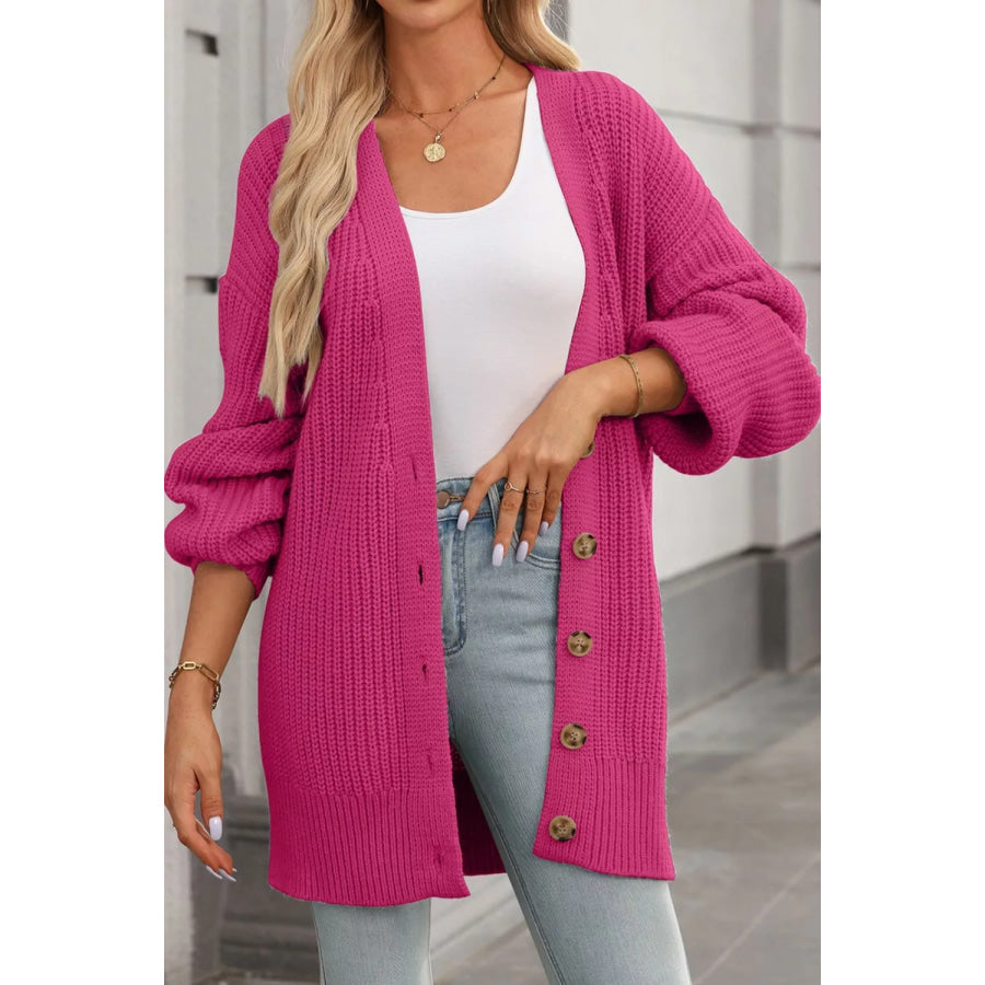 Chunky Knit Button-Down Cardigan Apparel and Accessories