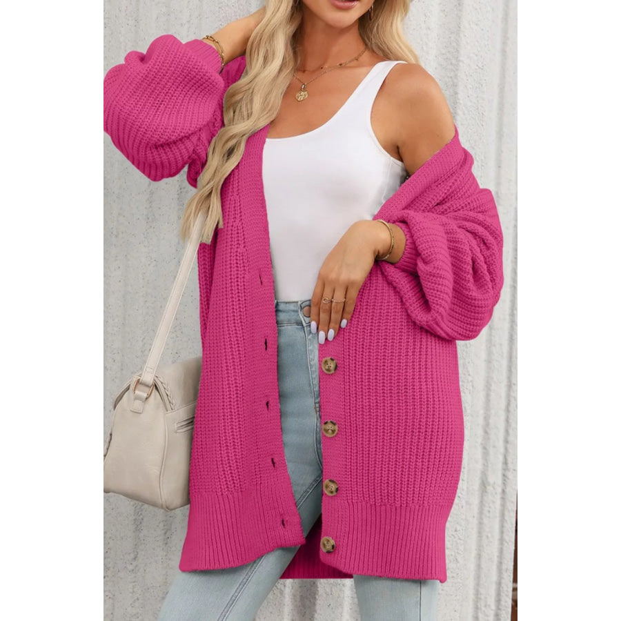 Chunky Knit Button-Down Cardigan Apparel and Accessories