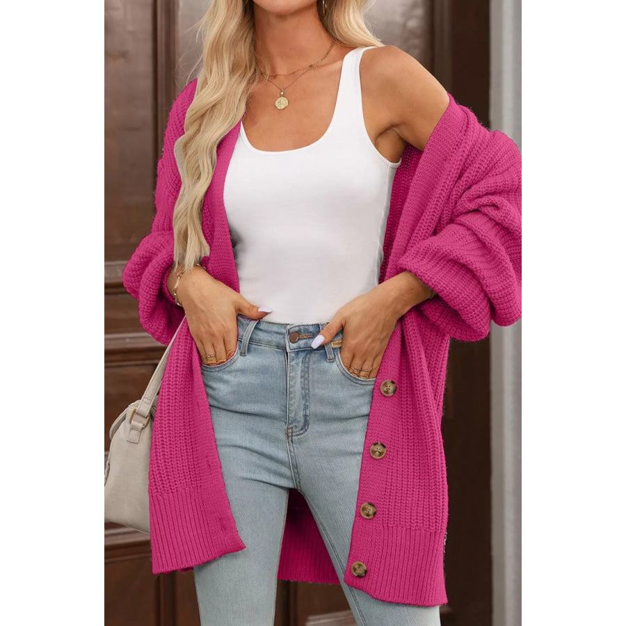 Chunky Knit Button-Down Cardigan Apparel and Accessories