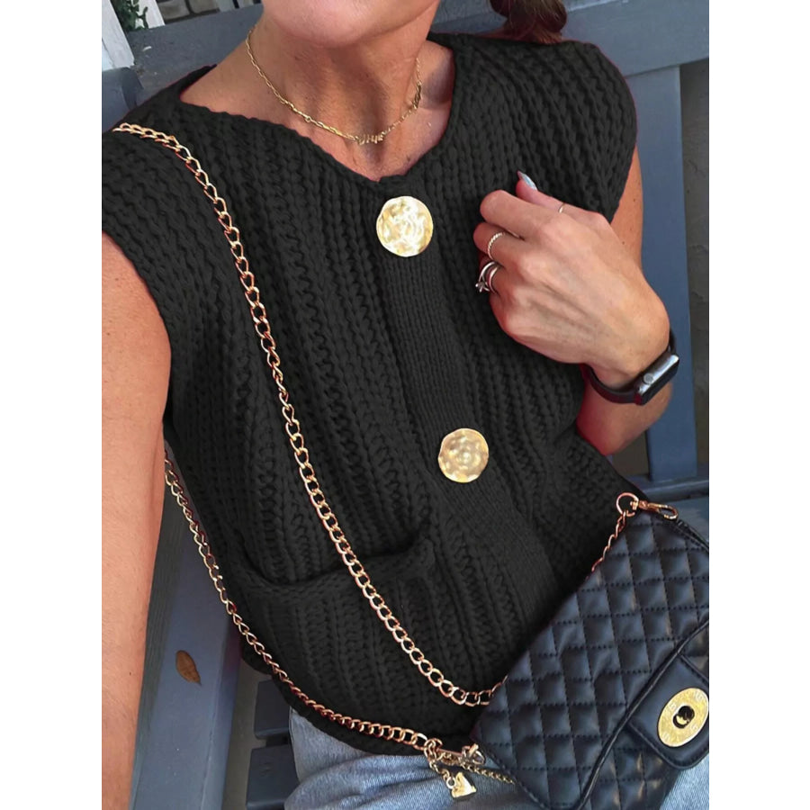 Chunky Knit Button-Down Sweater Vest Apparel and Accessories