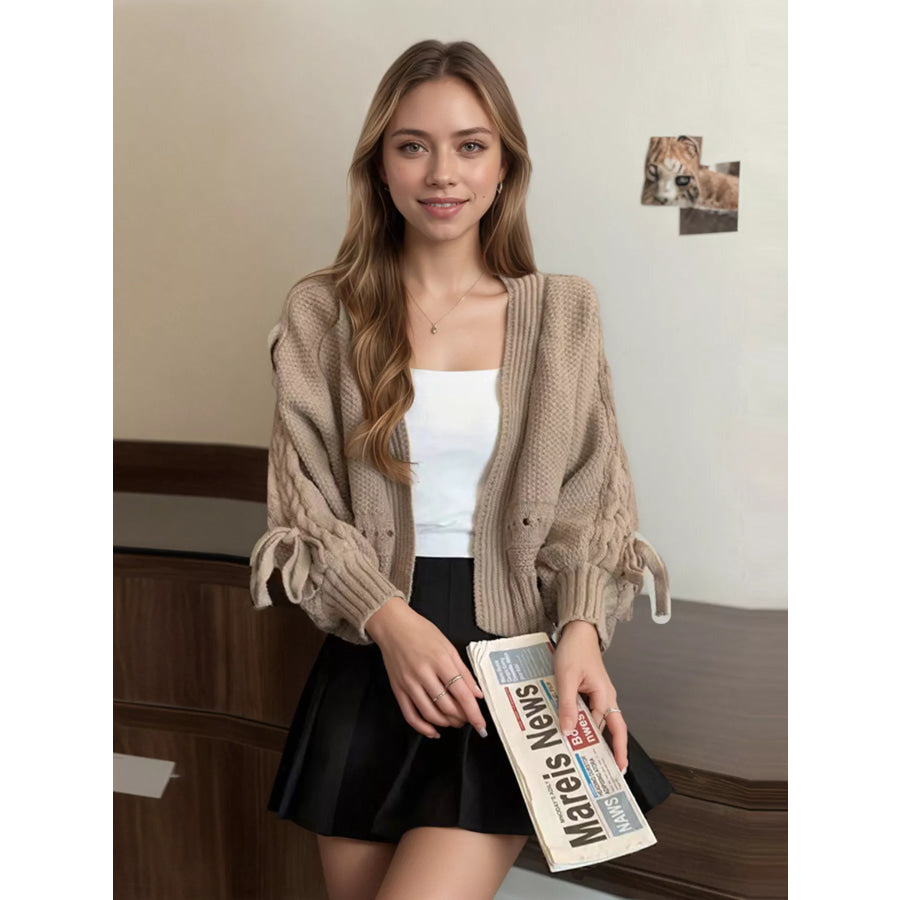 Chunky Knit Long Sleeve Tie Cardigan Apparel and Accessories