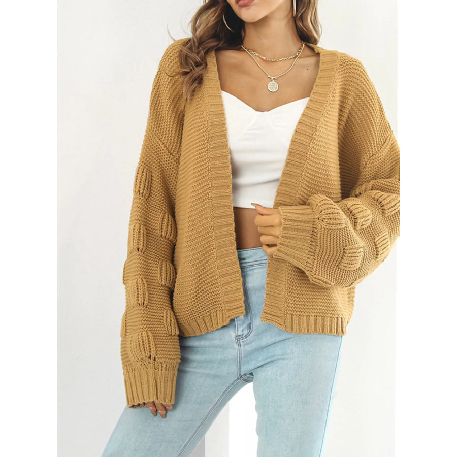 Chunky Knit Open Front Cardigan Yellow / S Apparel and Accessories