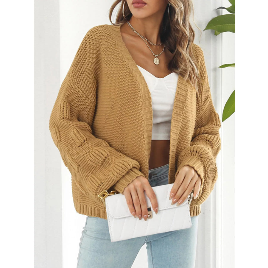 Chunky Knit Open Front Cardigan Yellow / S Apparel and Accessories
