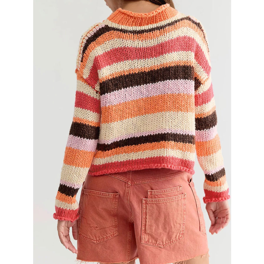 Chunky Knit Striped Sweater Apparel and Accessories