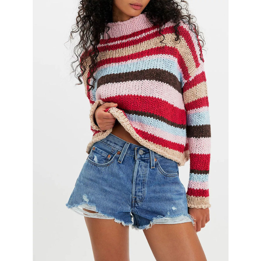 Chunky Knit Striped Sweater Apparel and Accessories