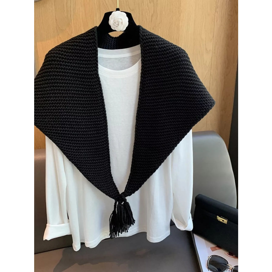 Chunky Knit Tassel Scarf Black / ONESIZE Apparel and Accessories
