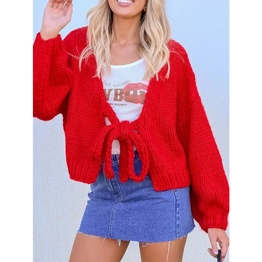 Chunky Knit Tie-Front Cardigan Apparel and Accessories