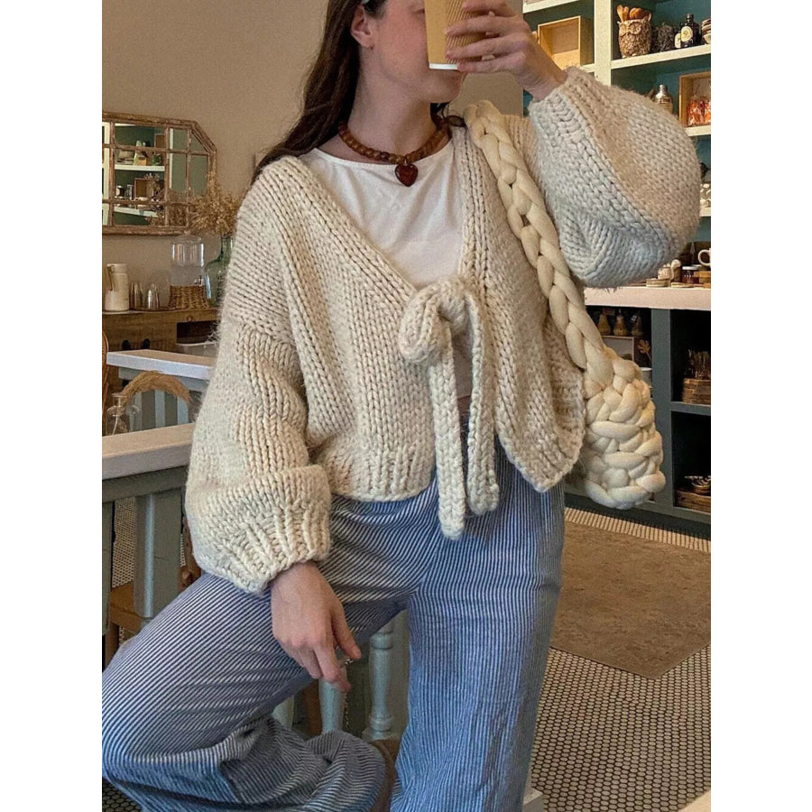 Chunky Knit Tie-Front Cardigan Apparel and Accessories