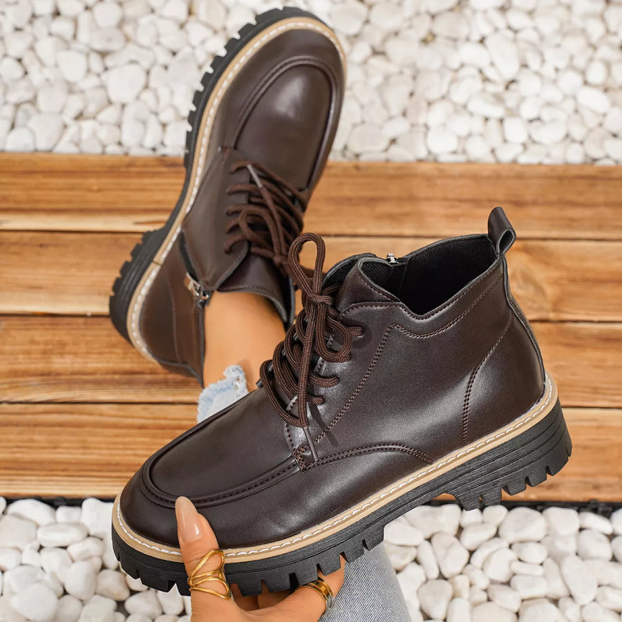 Chunky Lace-Up Combat Boots Apparel and Accessories