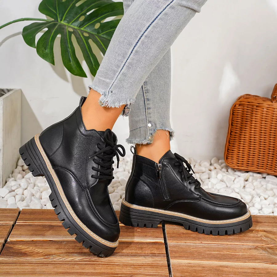 Chunky Lace-Up Combat Boots Apparel and Accessories