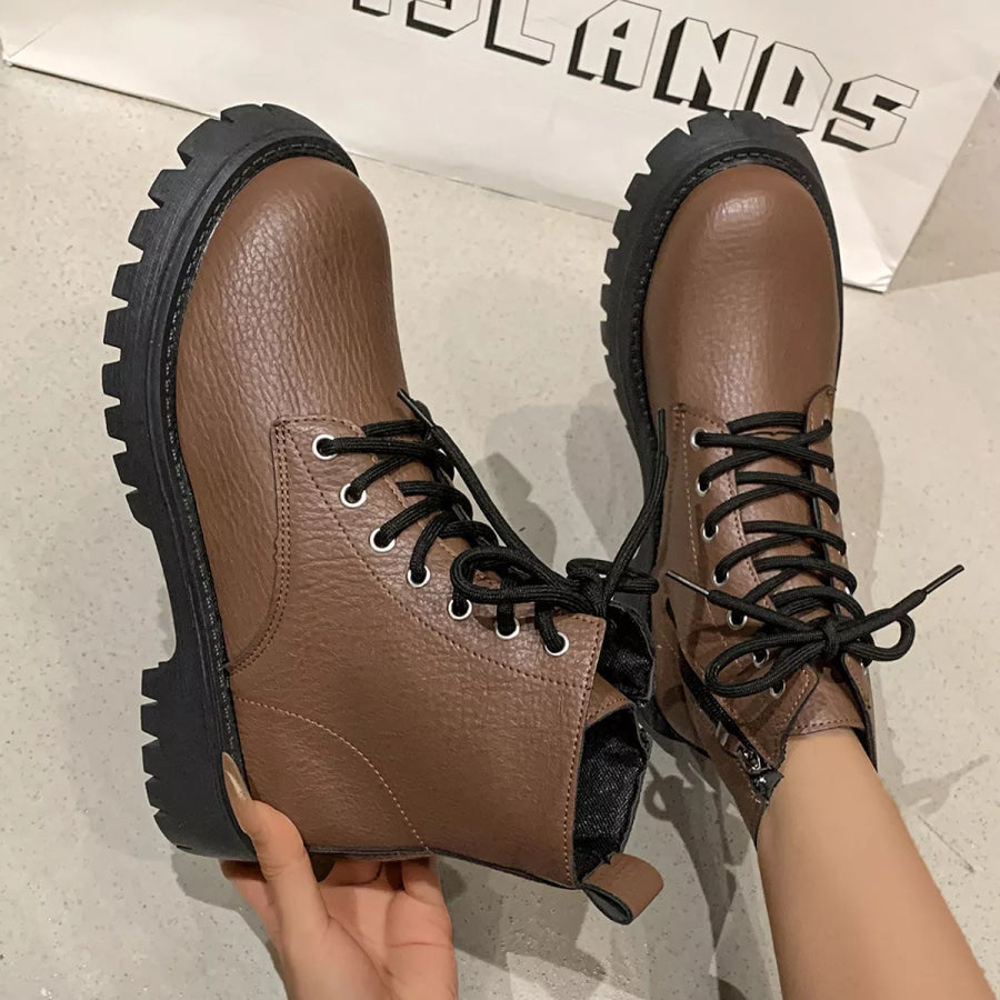 Chunky Platform Lace-Up Combat Boots Apparel and Accessories
