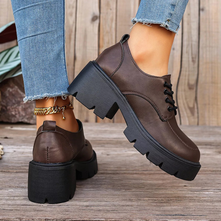 Chunky Platform Lace-Up Oxford Sneakers Apparel and Accessories