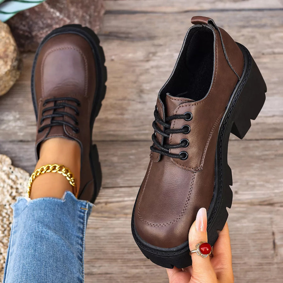 Chunky Platform Lace-Up Oxford Sneakers Apparel and Accessories
