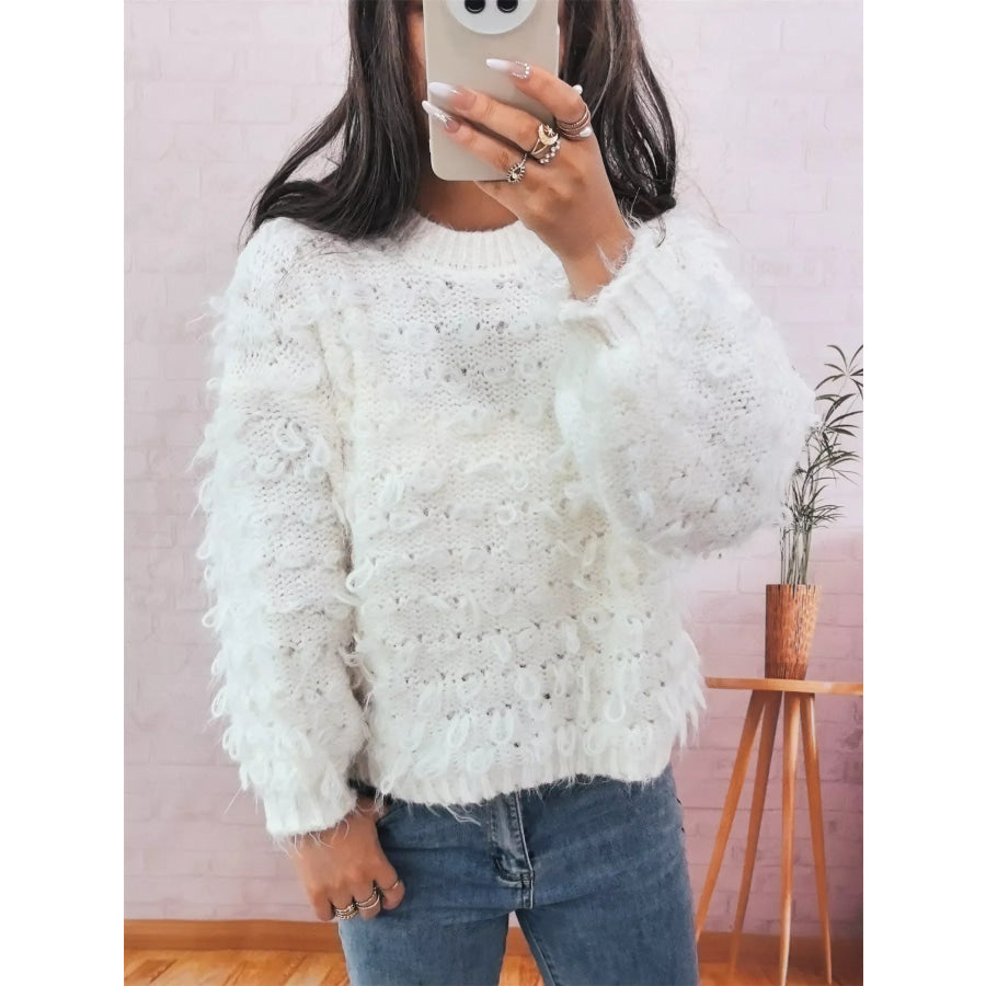 Chunky Round Neck Long Sleeve Sweater Apparel and Accessories
