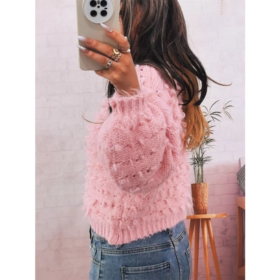 Chunky Round Neck Long Sleeve Sweater Apparel and Accessories