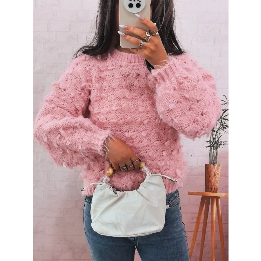Chunky Round Neck Long Sleeve Sweater Apparel and Accessories