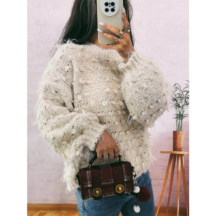 Chunky Round Neck Long Sleeve Sweater Apparel and Accessories