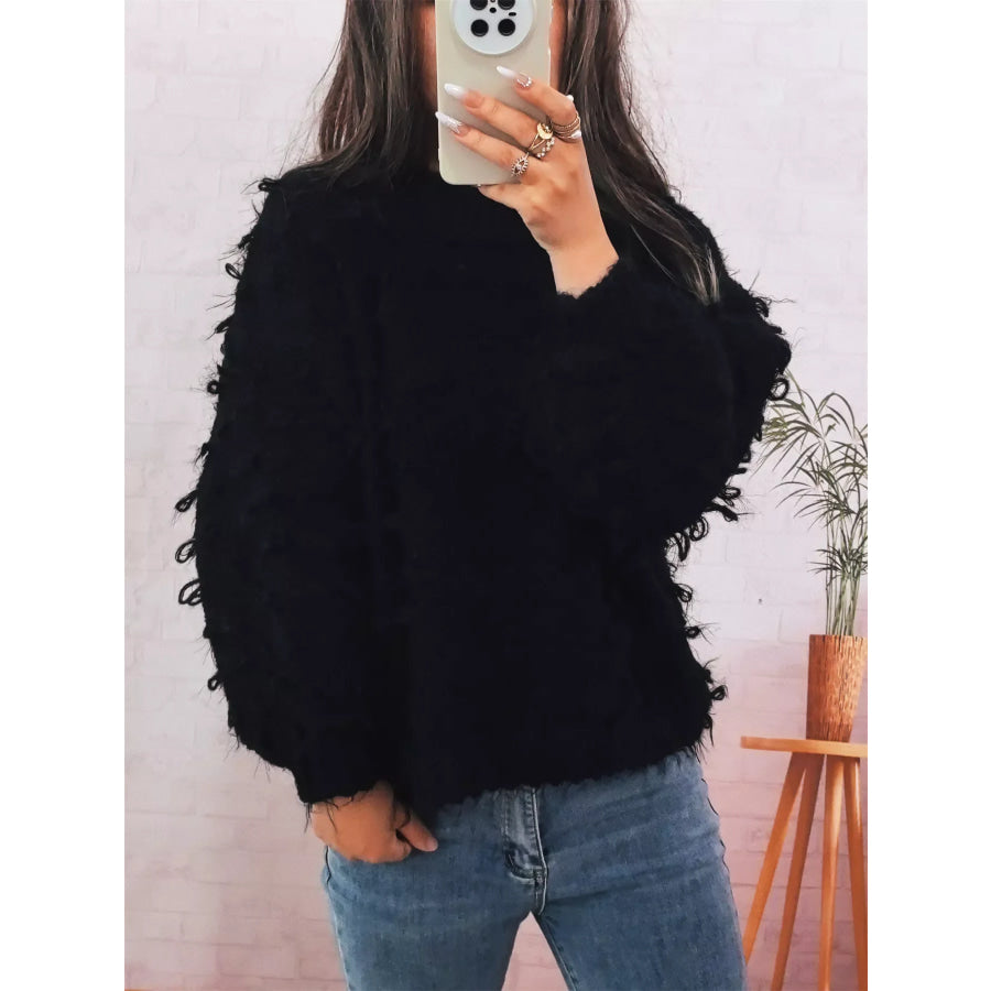 Chunky Round Neck Long Sleeve Sweater Apparel and Accessories