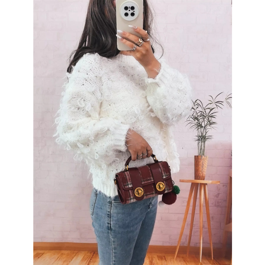Chunky Round Neck Long Sleeve Sweater Apparel and Accessories