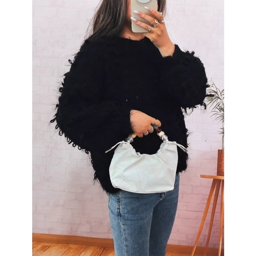 Chunky Round Neck Long Sleeve Sweater Apparel and Accessories