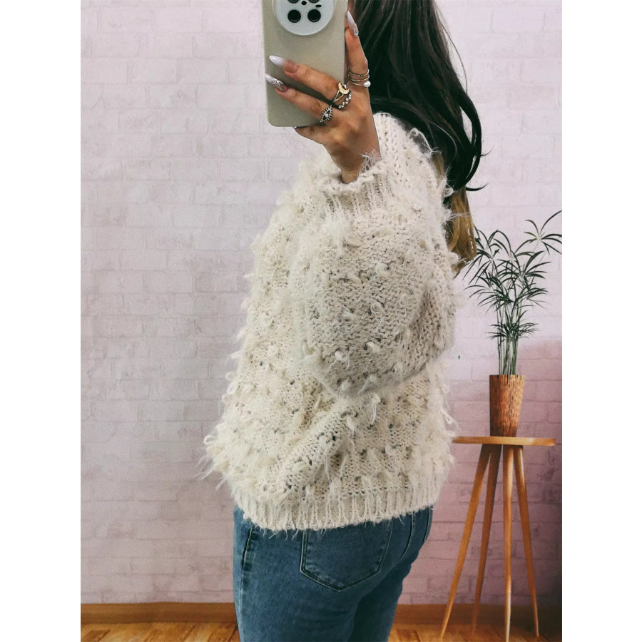 Chunky Round Neck Long Sleeve Sweater Apparel and Accessories