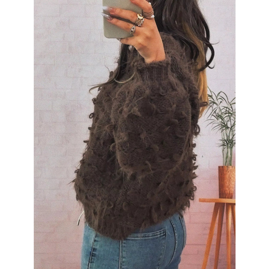 Chunky Round Neck Long Sleeve Sweater Apparel and Accessories