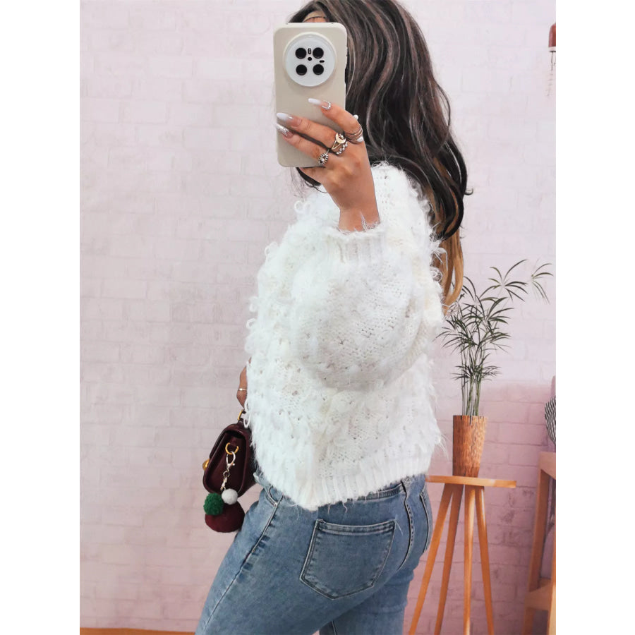 Chunky Round Neck Long Sleeve Sweater Apparel and Accessories