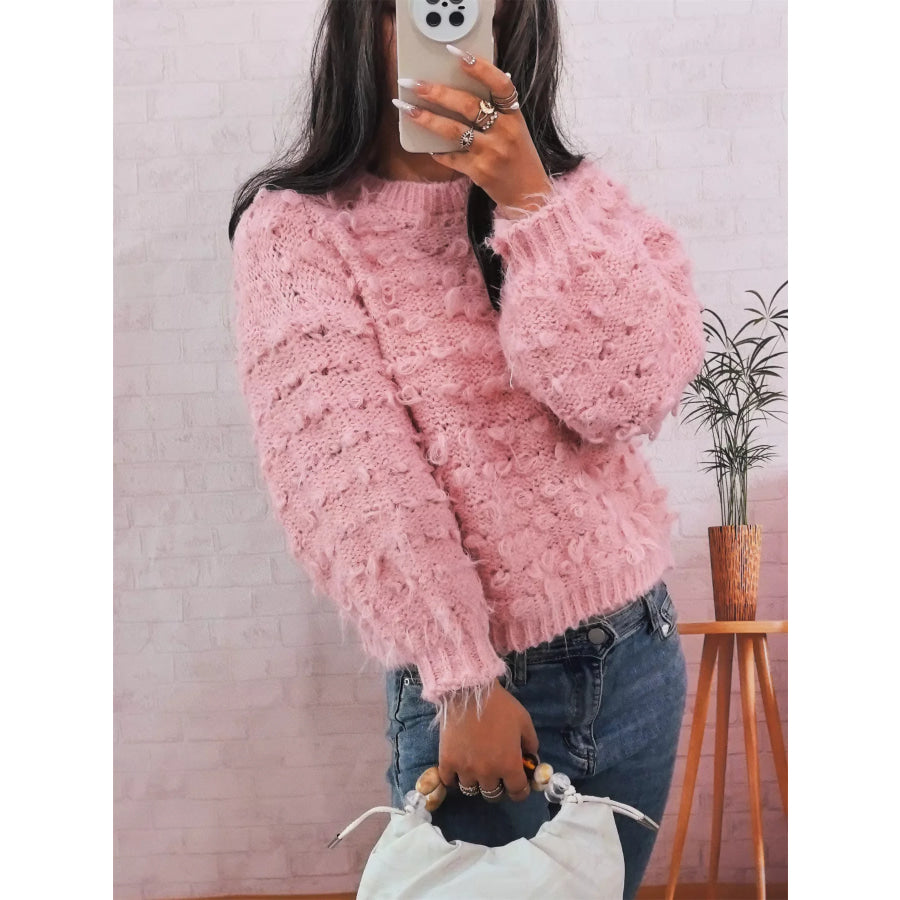 Chunky Round Neck Long Sleeve Sweater Apparel and Accessories