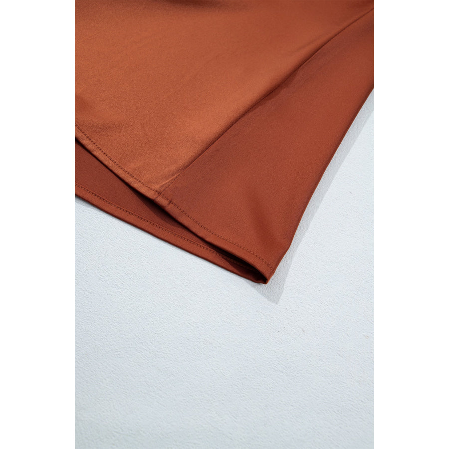 Cinnamon Silky Long Sleeve Button Front Western Fashion Shirt Tops/Blouses & Shirts