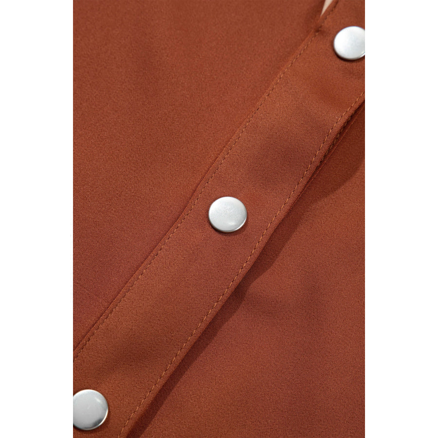 Cinnamon Silky Long Sleeve Button Front Western Fashion Shirt Tops/Blouses & Shirts